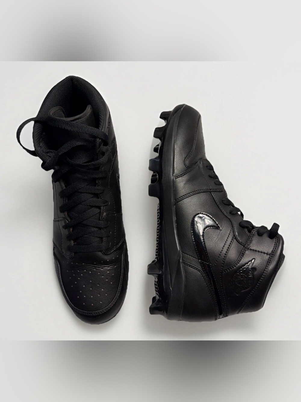 Nike Air Jordan 1 Retro MCS Baseball Cleats Triple Black AV5354-002 Mens SZ 11.5